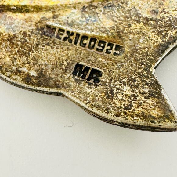 Vintage Mexico 925 Abalone Inlay Fish Brooch MR Melesio Rodriguez Pin Whimsical - Picture 5 of 8